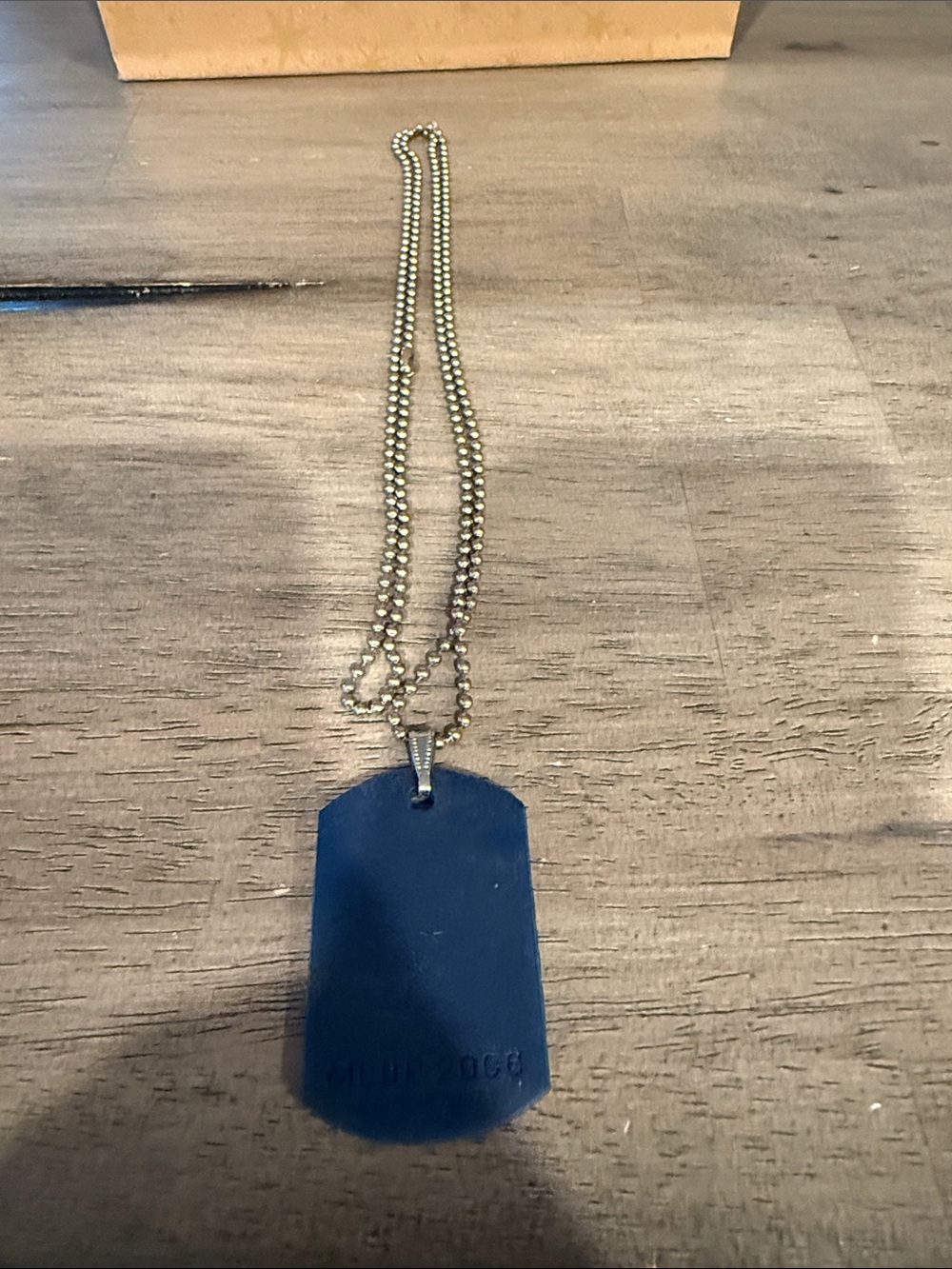 New York Yankees Pendant Necklace - Navy and Silver MLB Dog Tag. (Rubber) - Picture 2 of 2